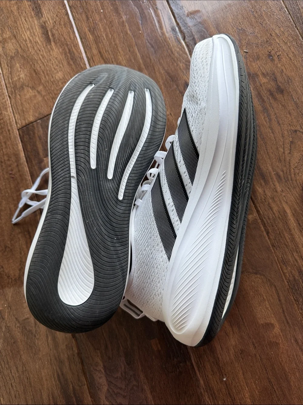 adidas White Sneakers with Black Stripes